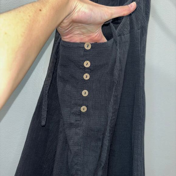 Free People Black Midi Dress Size Small | Button Back Tie Straps - Picture 9 of 15